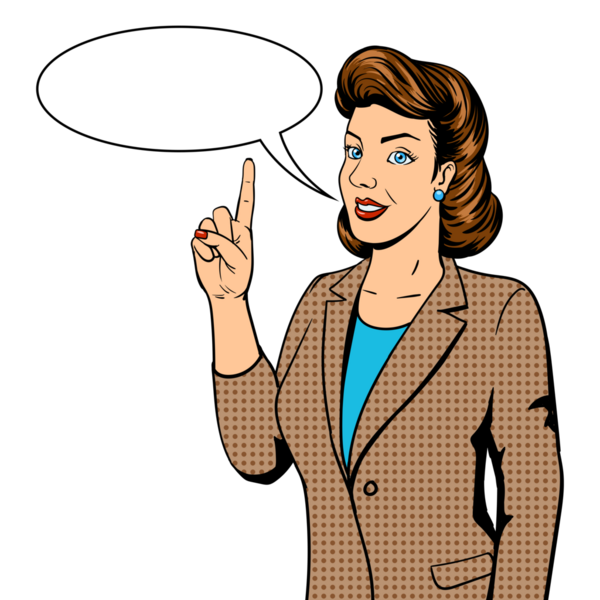 Женщина указывает пальцем на поп-арт