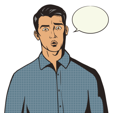 Şaşırmış adam pop sanat stili PNG illüstrasyonu