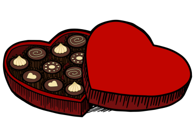 Kalp şeklinde çikolata şekerleme pop sanat kutusuyla