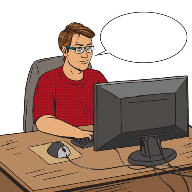 İş yerindeki yazılım geliştiricisi çizgi roman tarzı PNG