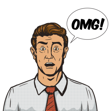 Şaşırmış adam pop sanat stili PNG illüstrasyonu