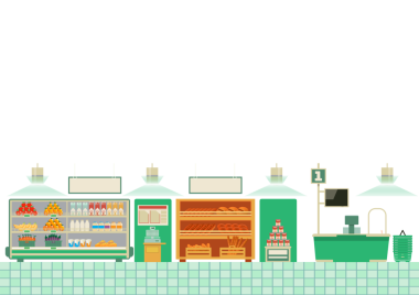 Çevre gıda deposunun içi. Çizgi film PNG illüstrasyonu