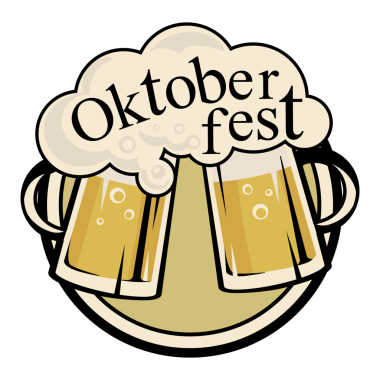 Oktoberfest pankart tasarımı. Bira bardakları. Çizgi film renkli PNG illüstrasyonu