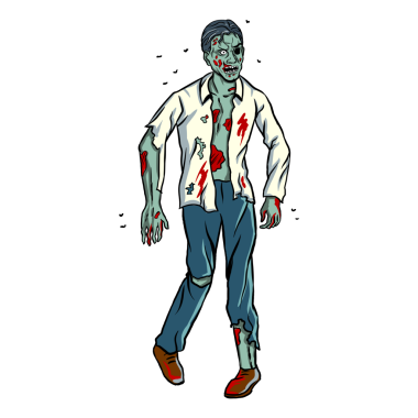 Yürüyen zombi pop sanat retro PNG illüstrasyonu. Çizgi roman tarzı taklit.