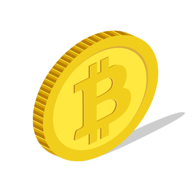 Bitcoin soyut sikke izometrik biçim şeffaf arkaplan ile renkli PNG illüstrasyon