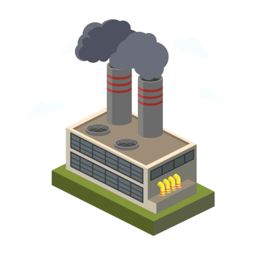 Endüstriyel fabrika rengarenk minimal izometrik stil PNG illüstrasyon şeffaf arkaplan