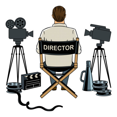 Sette sahne yönetmeni Pop Art retro PNG illüstrasyon. Çizgi roman tarzı taklit.