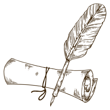 Eski parşömen ve kalem tüyü kabartması. Esmer bir geçmişi var. Tahta sitili taklit. El çizimi resim.