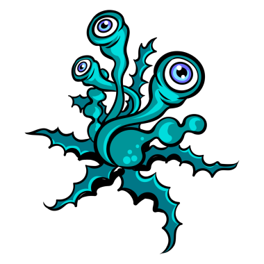 Uzaylı bitki pop sanat retro PNG çizimi. Beyaz arkaplandaki izole görüntü. Çizgi roman tarzı taklit.