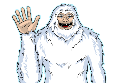 Kardan adam efsanevi yaratık pop sanatı retro PNG çizimi. Renkli arka plan. Çizgi roman tarzı taklit.