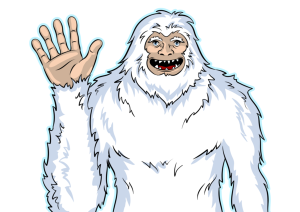 Kardan adam efsanevi yaratık pop sanatı retro PNG çizimi. Renkli arka plan. Çizgi roman tarzı taklit.