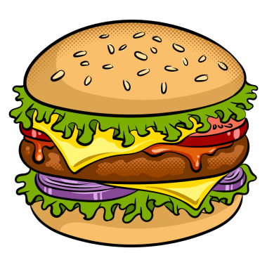 Hamburger sandviçi, pop sanat PNG illüstrasyonu