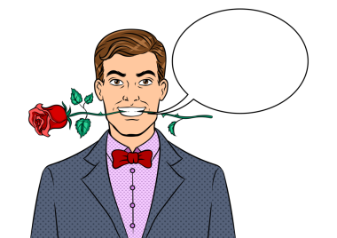 Gül çiçekli pop sanatı olan adam PNG illüstrasyonu