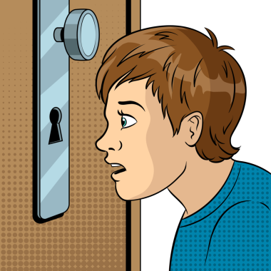 Çocuk anahtar deliğine bakıyor pop sanatının PNG 'sine