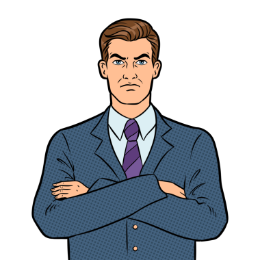 Öfkeli ciddi patron iş adamı pop sanatı PNG