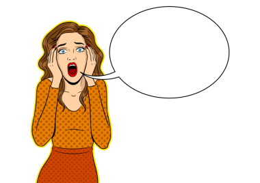 Çığlık atan kadın pop sanatı PNG illüstrasyonu