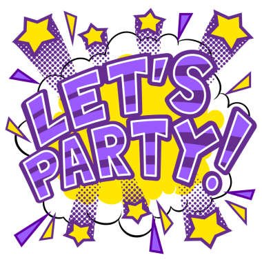 Parti sözcüğü çizgi roman pop sanatı PNG