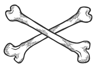 Çapraz kemikler. Korsan sembolü kabartma PNG çizimi. Tahta sitili taklit. El çizimi resim.