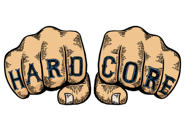 Sert kelimeler yumruk dövmesi çizimi PNG