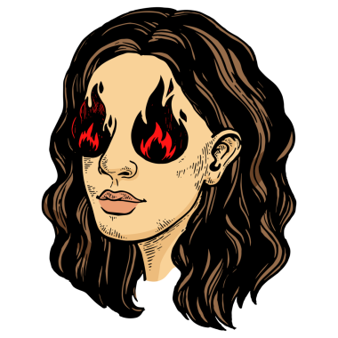 Göz alevi rengi çizimi olan kadın PNG işliyor.