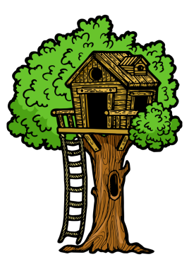 Ağaç evi rengi çizimi PNG oyması