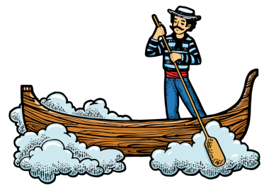 Uçan gondol botu çizimi.