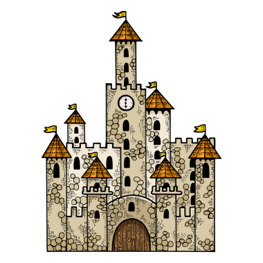 Peri masalı ortaçağ şatosu çizimi.