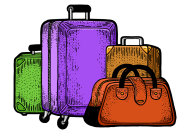 Seyahat çantaları bavul çizimi PNG oyması
