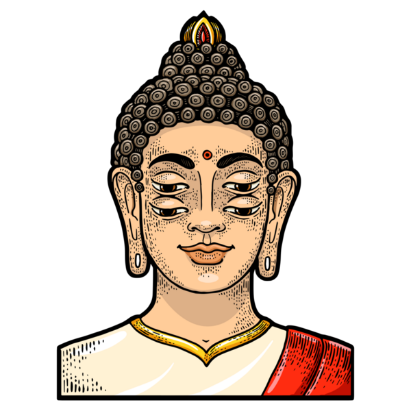 Dört göz Buddha çizimi PNG oyması