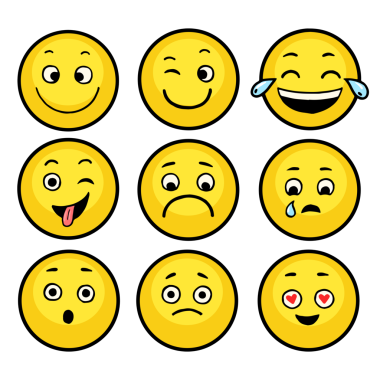 Emoticon set skeç kabartma PNG illüstrasyon
