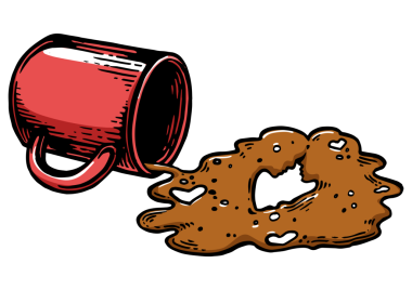 Çift kabartmalı kahve silueti.