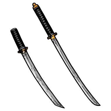 Japon kılıcı Katana ve Wakizashi PNG 'yi çiziyorlar.