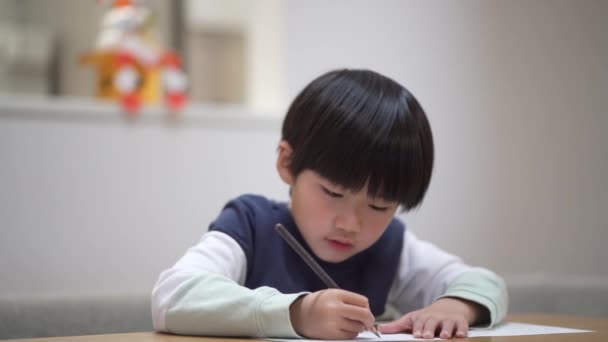 Image Boy Practicing Handwriting — 비디오