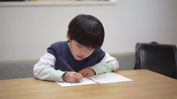 Image Boy Practicing Handwriting — Vídeos de Stock