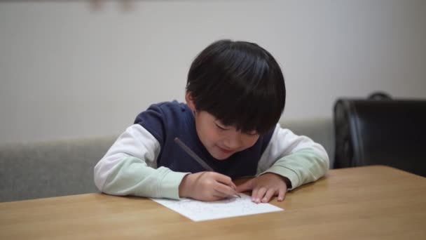 Image Boy Practicing Handwriting — Vídeos de Stock