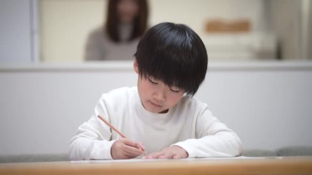 Boy Mother Studying — 비디오