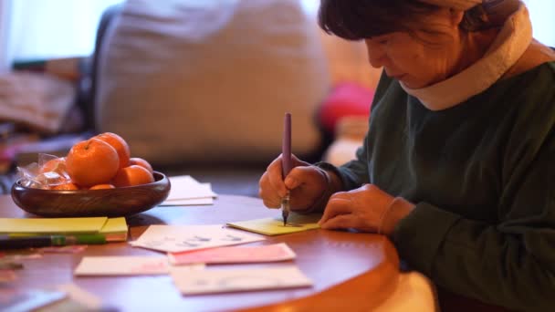 Woman Writing Picture Letter — Vídeo de stock