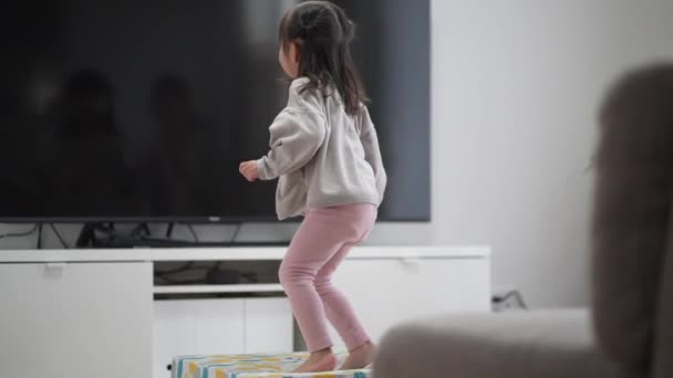 Girl Playing Indoor Trampoline — Stok video