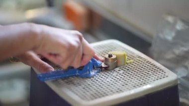 Image of a woman polishing glass