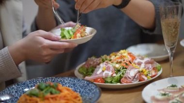 woman sharing a meal