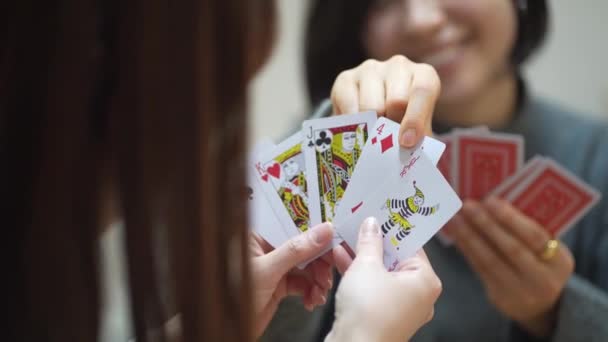 Image Woman Playing Cards — Stockvideo