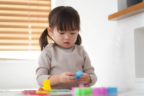 Girl Playing Clay — Stock Photo, Image