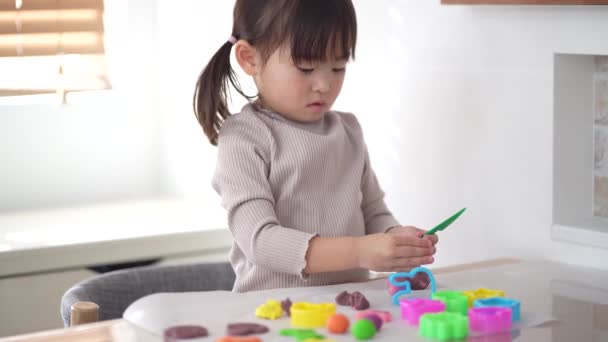 Girl Playing Clay — Stock Video
