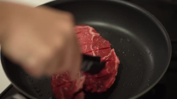 How Cook Steak — Stock Video