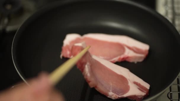 豚ロースの焼き方 — ストック動画