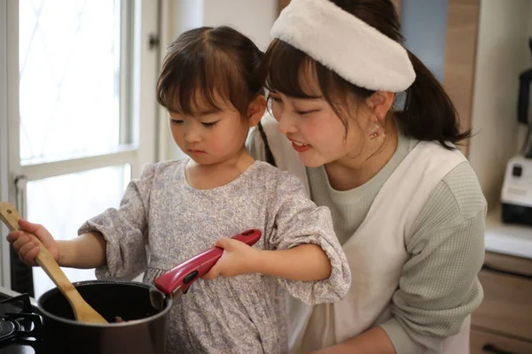 Parent Child Cooking — Foto de Stock
