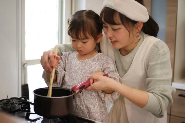 Parent Child Cooking — Foto Stock