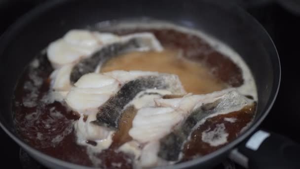How Make Boiled Cod — Stock Video