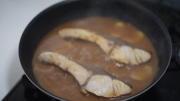 如何在密苏里煮黄尾鱼 — 图库视频影像