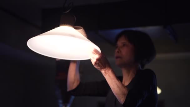 Žena Která Čistí Osvětlení — Stock video